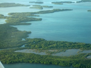 Aerial view of Belizean coast